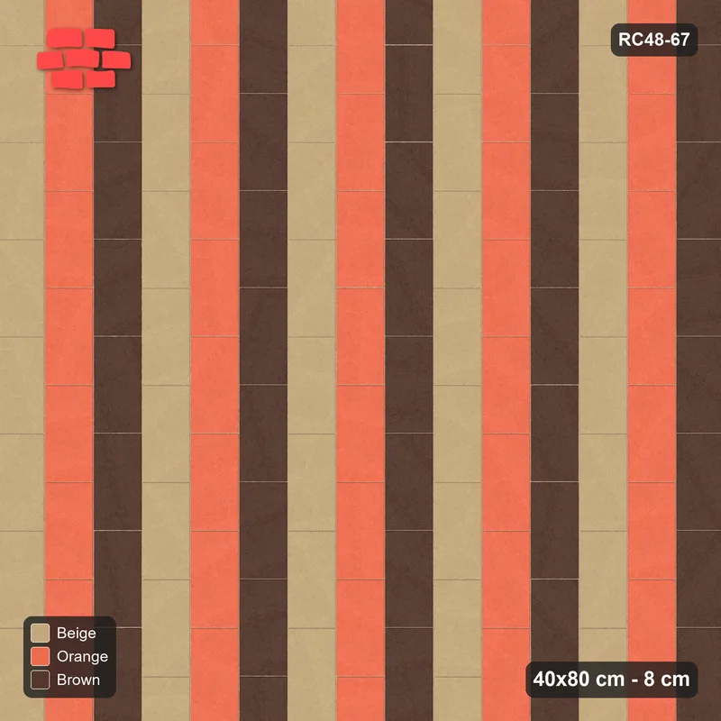 Interlock (Pasco) 40x80 cm · RC48-67 · Vertical Running Bond 1/2, three-tone courses · Top view Interlock (Pasco) 40x80 cm · RC48-67 · Vertical Running Bond 1/2, three-tone courses · Top view