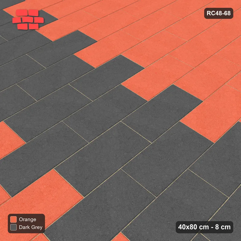 Interlock (Pasco) 40x80 cm · RC48-68 · Vertical Running Bond 1/2, central feature band · Side view Interlock (Pasco) 40x80 cm · RC48-68 · Vertical Running Bond 1/2, central feature band · Side view