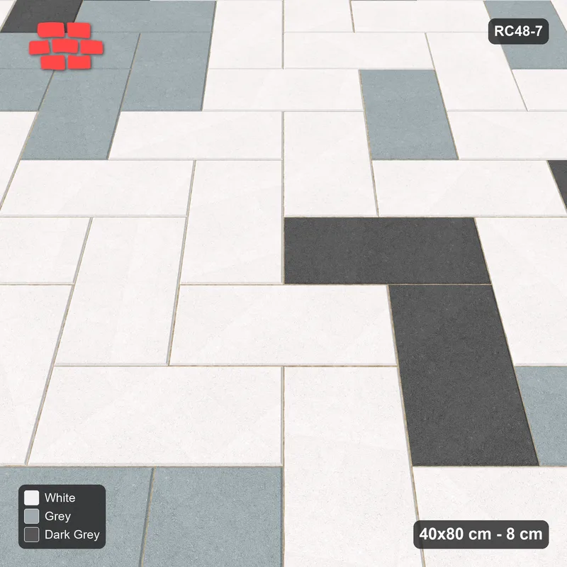 Interlock (Pasco) 40x80 cm · RC48-7 · Herringbone 45 Soft Blend · Side view Interlock (Pasco) 40x80 cm · RC48-7 · Herringbone 45 Soft Blend · Side view