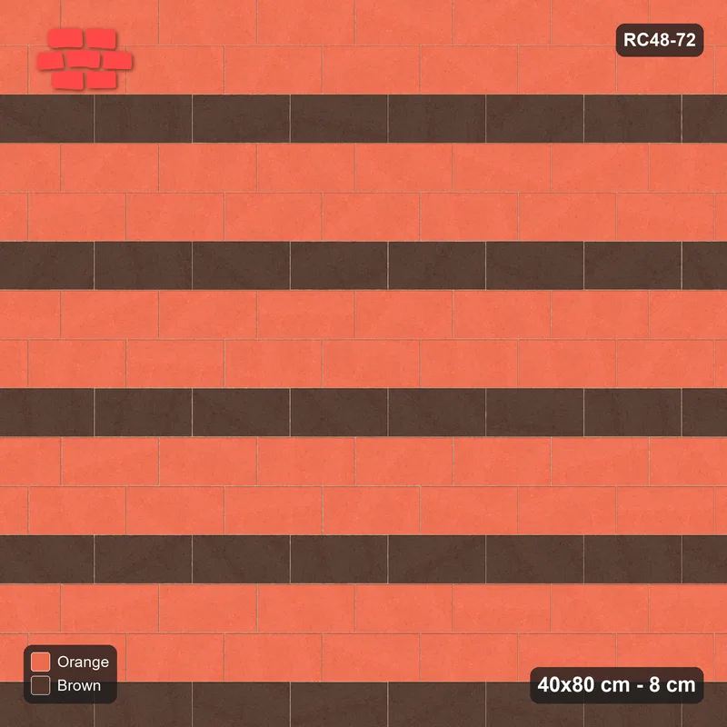 Interlock (Pasco) 40x80 cm · RC48-72 · Running Bond 1/3, every 3rd course accent · Top view Interlock (Pasco) 40x80 cm · RC48-72 · Running Bond 1/3, every 3rd course accent · Top view