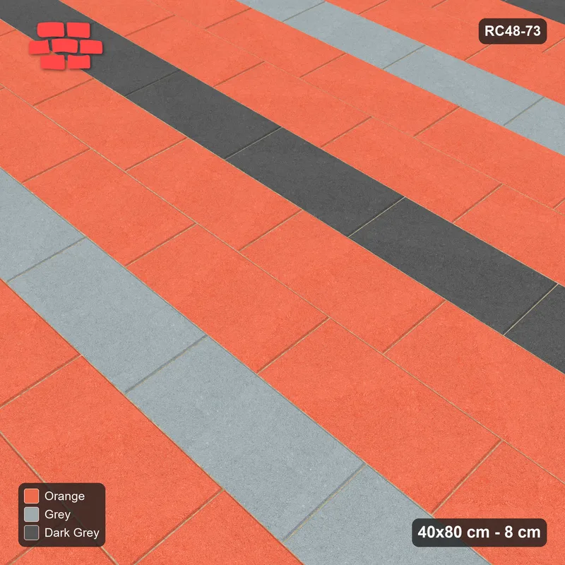 Interlock (Pasco) 40x80 cm · RC48-73 · Running Bond 1/3, banded accent courses · Side view Interlock (Pasco) 40x80 cm · RC48-73 · Running Bond 1/3, banded accent courses · Side view