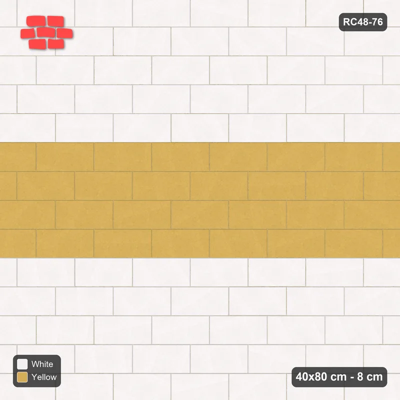 Interlock (Pasco) 40x80 cm · RC48-76 · Running Bond 1/3, central feature band · Top view Interlock (Pasco) 40x80 cm · RC48-76 · Running Bond 1/3, central feature band · Top view