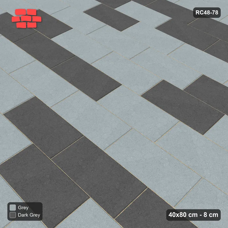 Interlock (Pasco) 40x80 cm · RC48-78 · Running Bond 1/3, soft blend · Side view Interlock (Pasco) 40x80 cm · RC48-78 · Running Bond 1/3, soft blend · Side view