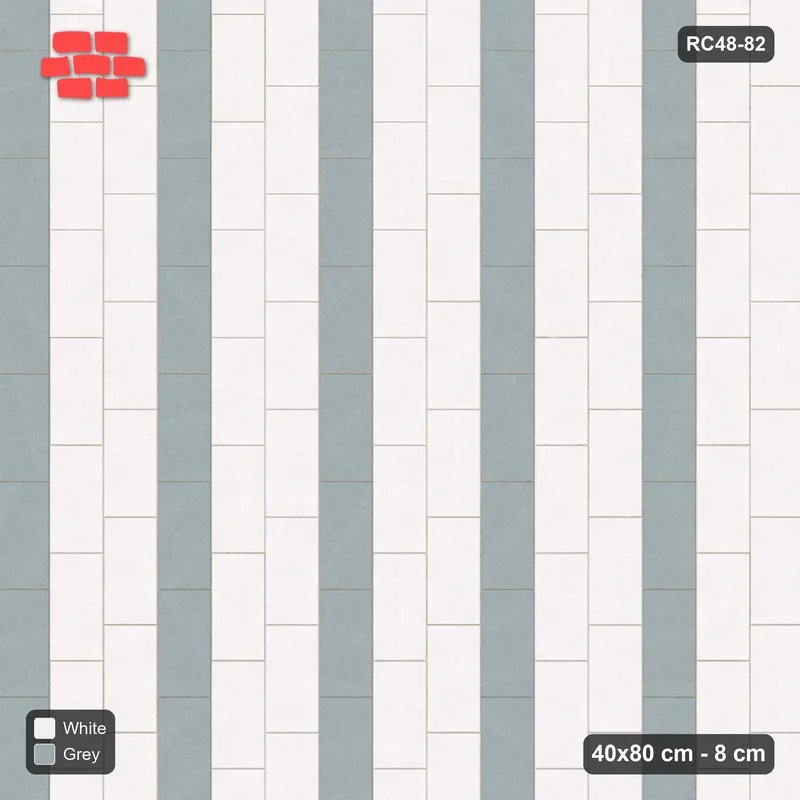 Interlock (Pasco) 40x80 cm · RC48-82 · Vertical Running Bond 1/3, every 3rd course accent · Top view Interlock (Pasco) 40x80 cm · RC48-82 · Vertical Running Bond 1/3, every 3rd course accent · Top view