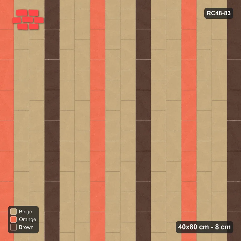 Interlock (Pasco) 40x80 cm · RC48-83 · Vertical Running Bond 1/3, banded accent courses · Top view Interlock (Pasco) 40x80 cm · RC48-83 · Vertical Running Bond 1/3, banded accent courses · Top view