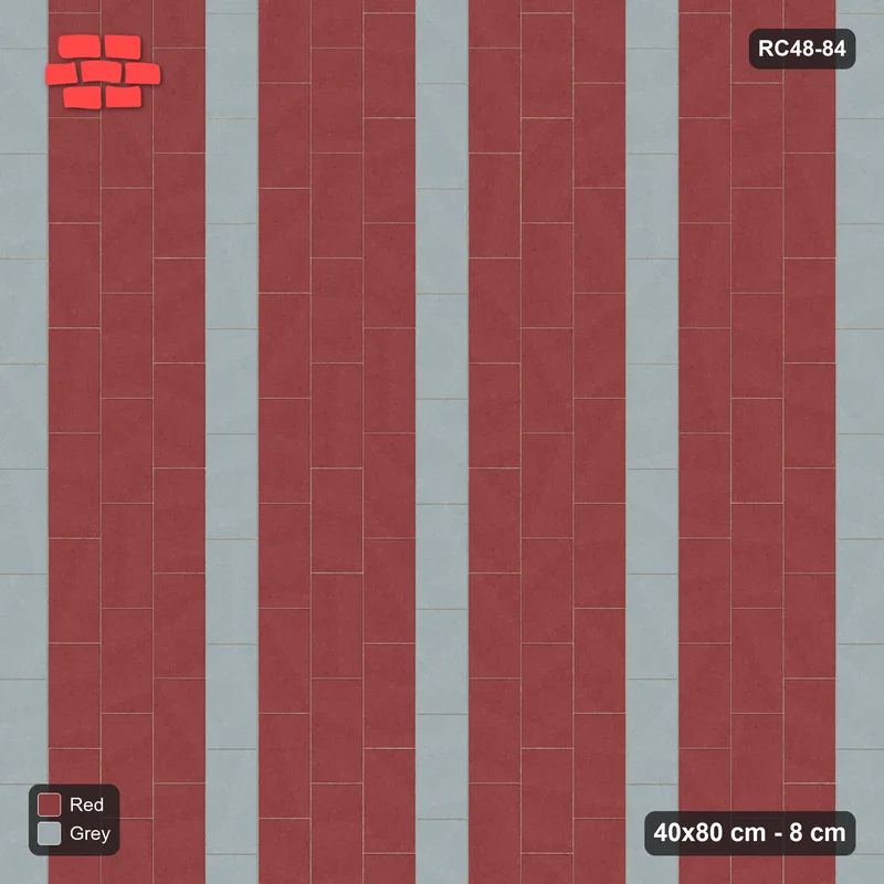 Interlock (Pasco) 40x80 cm · RC48-84 · Vertical Running Bond 1/3, every 4th course accent · Top view Interlock (Pasco) 40x80 cm · RC48-84 · Vertical Running Bond 1/3, every 4th course accent · Top view