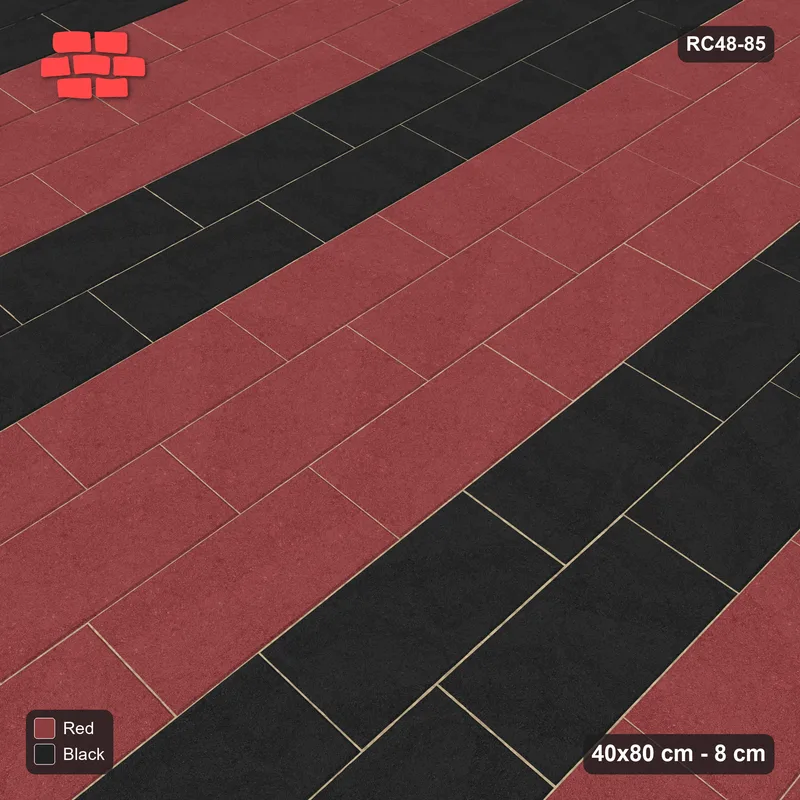 Interlock (Pasco) 40x80 cm · RC48-85 · Vertical Running Bond 1/3, double course accent every 5th · Side view Interlock (Pasco) 40x80 cm · RC48-85 · Vertical Running Bond 1/3, double course accent every 5th · Side view