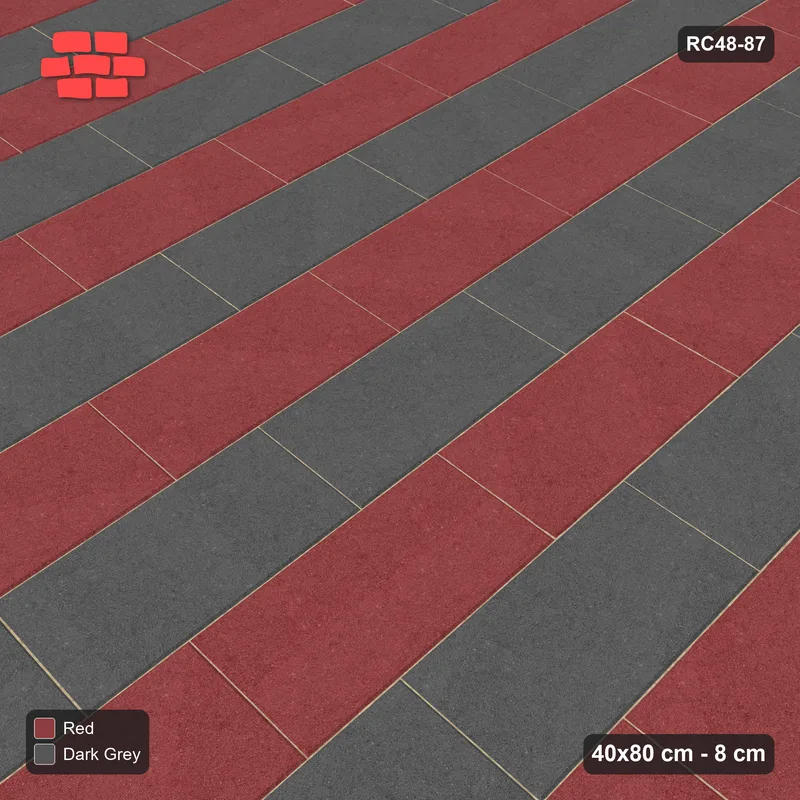 Interlock (Pasco) 40x80 cm · RC48-87 · Vertical Running Bond 1/3, alternating courses · Side view Interlock (Pasco) 40x80 cm · RC48-87 · Vertical Running Bond 1/3, alternating courses · Side view