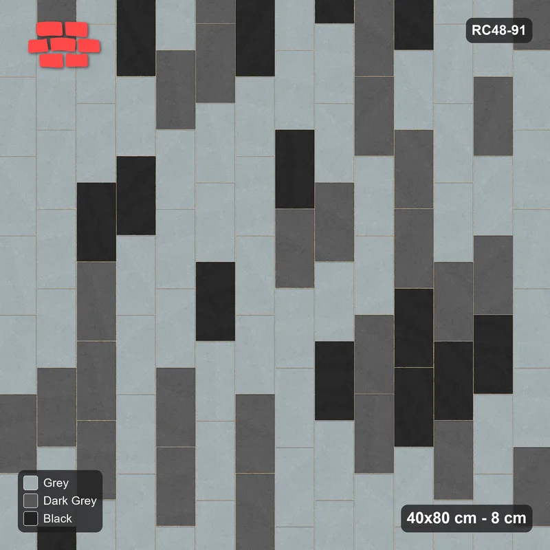 Interlock (Pasco) 40x80 cm · RC48-91 · Vertical Running Bond 1/3, soft blend · Top view Interlock (Pasco) 40x80 cm · RC48-91 · Vertical Running Bond 1/3, soft blend · Top view