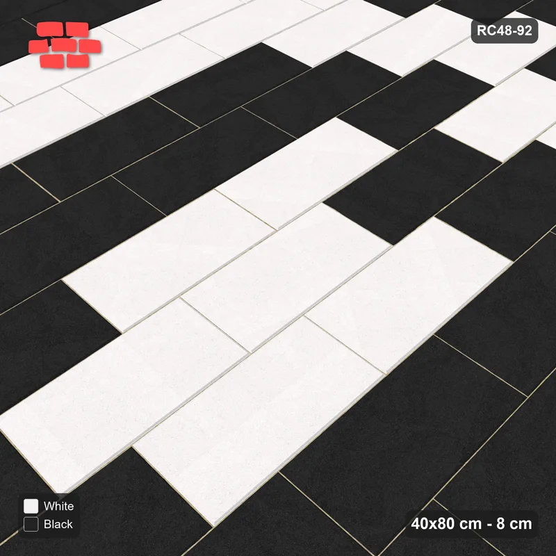 Interlock (Pasco) 40x80 cm · RC48-92 · Vertical Running Bond 1/3, square medallion rings · Side view Interlock (Pasco) 40x80 cm · RC48-92 · Vertical Running Bond 1/3, square medallion rings · Side view