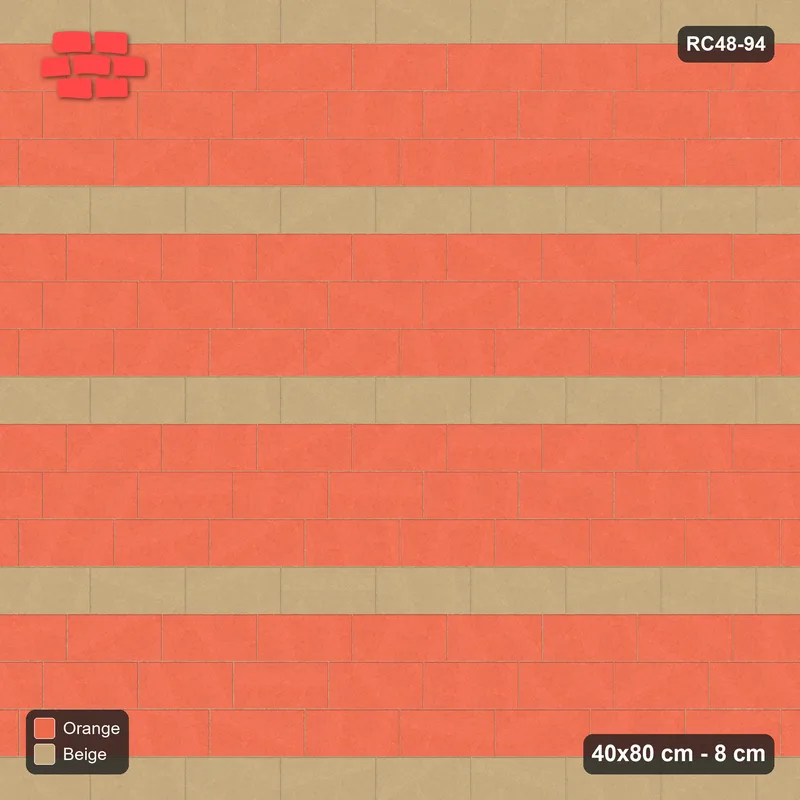 Interlock (Pasco) 40x80 cm · RC48-94 · Running Bond 1/4, every 4th course accent · Top view Interlock (Pasco) 40x80 cm · RC48-94 · Running Bond 1/4, every 4th course accent · Top view