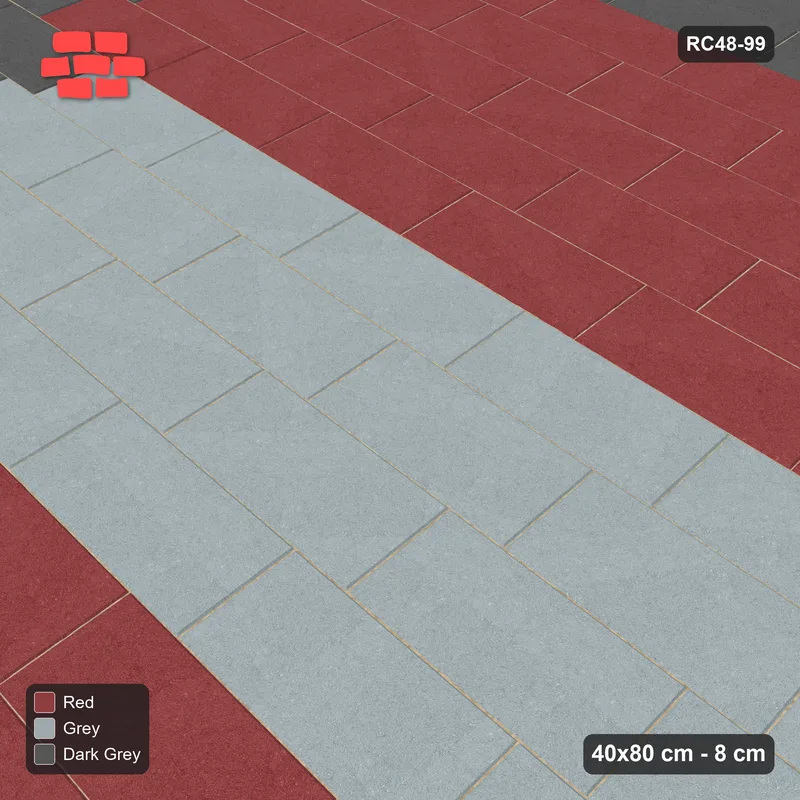 Interlock (Pasco) 40x80 cm · RC48-99 · Running Bond 1/4, feature band with edge course · Side view Interlock (Pasco) 40x80 cm · RC48-99 · Running Bond 1/4, feature band with edge course · Side view