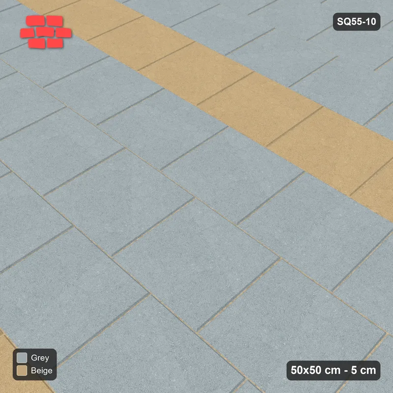 Interlock (Pasco) 50x50 cm · SQ55-10 · Running Bond 1/2 - Course stripes · Side view Interlock (Pasco) 50x50 cm · SQ55-10 · Running Bond 1/2 - Course stripes · Side view