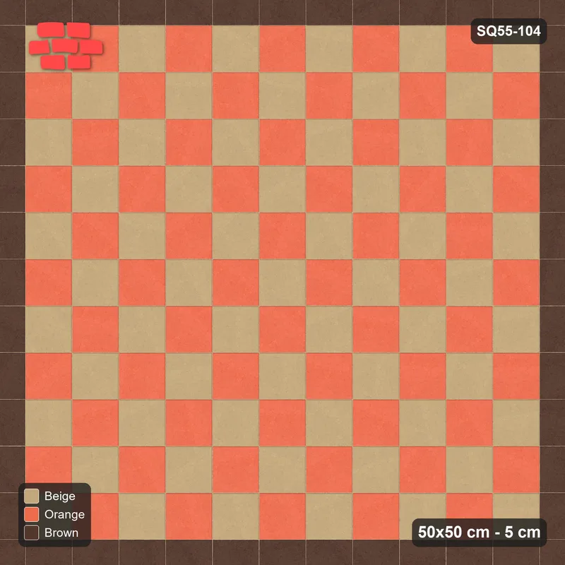 Interlock (Pasco) 50x50 cm · SQ55-104 · Stack Bond - Chess Board with Border - Kerb Frame · Top view Interlock (Pasco) 50x50 cm · SQ55-104 · Stack Bond - Chess Board with Border - Kerb Frame · Top view