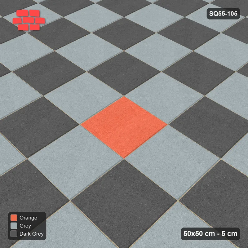 Interlock (Pasco) 50x50 cm · SQ55-105 · Stack Bond - Chess Board with Centre Medallion · Side view Interlock (Pasco) 50x50 cm · SQ55-105 · Stack Bond - Chess Board with Centre Medallion · Side view