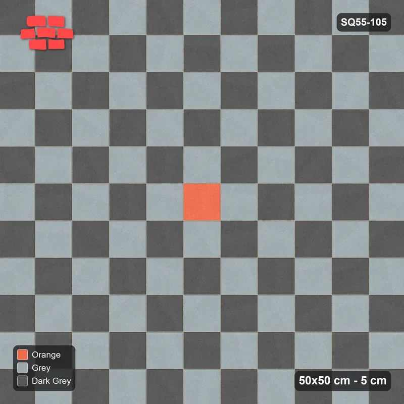 Interlock (Pasco) 50x50 cm · SQ55-105 · Stack Bond - Chess Board with Centre Medallion · Top view Interlock (Pasco) 50x50 cm · SQ55-105 · Stack Bond - Chess Board with Centre Medallion · Top view