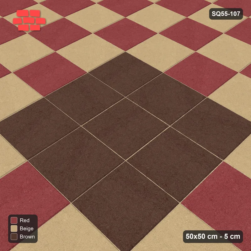 Interlock (Pasco) 50x50 cm · SQ55-107 · Stack Bond - Chess Board with Centre Medallion · Side view Interlock (Pasco) 50x50 cm · SQ55-107 · Stack Bond - Chess Board with Centre Medallion · Side view