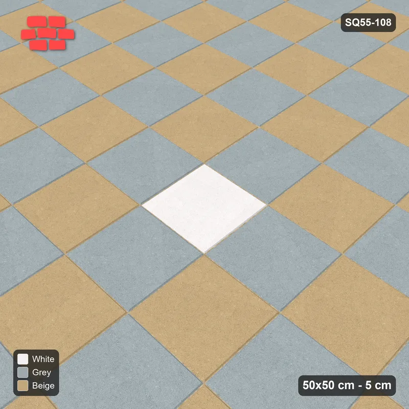 Interlock (Pasco) 50x50 cm · SQ55-108 · Stack Bond - Chess Board with Centre Medallion - Kerb Frame · Side view Interlock (Pasco) 50x50 cm · SQ55-108 · Stack Bond - Chess Board with Centre Medallion - Kerb Frame · Side view
