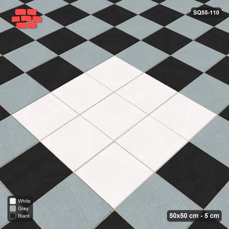 Interlock (Pasco) 50x50 cm · SQ55-110 · Stack Bond - Chess Board with Centre Medallion · Side view Interlock (Pasco) 50x50 cm · SQ55-110 · Stack Bond - Chess Board with Centre Medallion · Side view