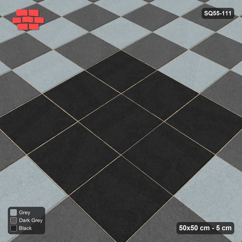 Interlock (Pasco) 50x50 cm · SQ55-111 · Stack Bond - Chess Board with Centre Medallion · Side view Interlock (Pasco) 50x50 cm · SQ55-111 · Stack Bond - Chess Board with Centre Medallion · Side view