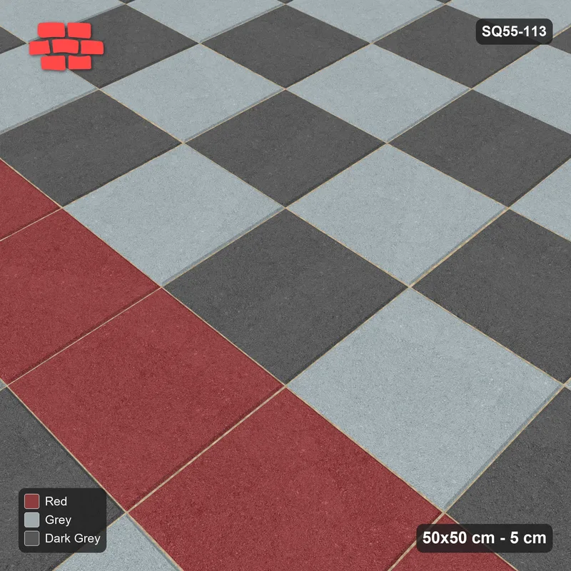 Interlock (Pasco) 50x50 cm · SQ55-113 · Stack Bond - Chess Board with Feature Band · Side view Interlock (Pasco) 50x50 cm · SQ55-113 · Stack Bond - Chess Board with Feature Band · Side view