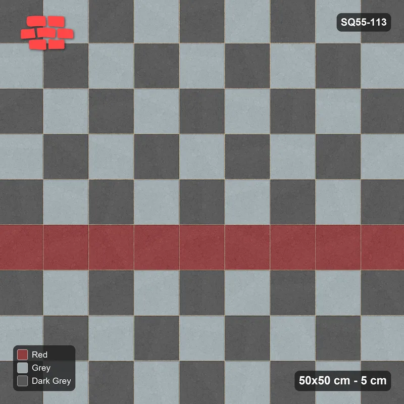 Interlock (Pasco) 50x50 cm · SQ55-113 · Stack Bond - Chess Board with Feature Band · Top view Interlock (Pasco) 50x50 cm · SQ55-113 · Stack Bond - Chess Board with Feature Band · Top view