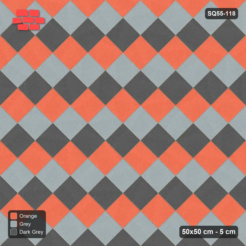 Interlock (Pasco) 50x50 cm · SQ55-118 · 45 Degree Stack - Diagonal Tri-stripes · Top view Interlock (Pasco) 50x50 cm · SQ55-118 · 45 Degree Stack - Diagonal Tri-stripes · Top view