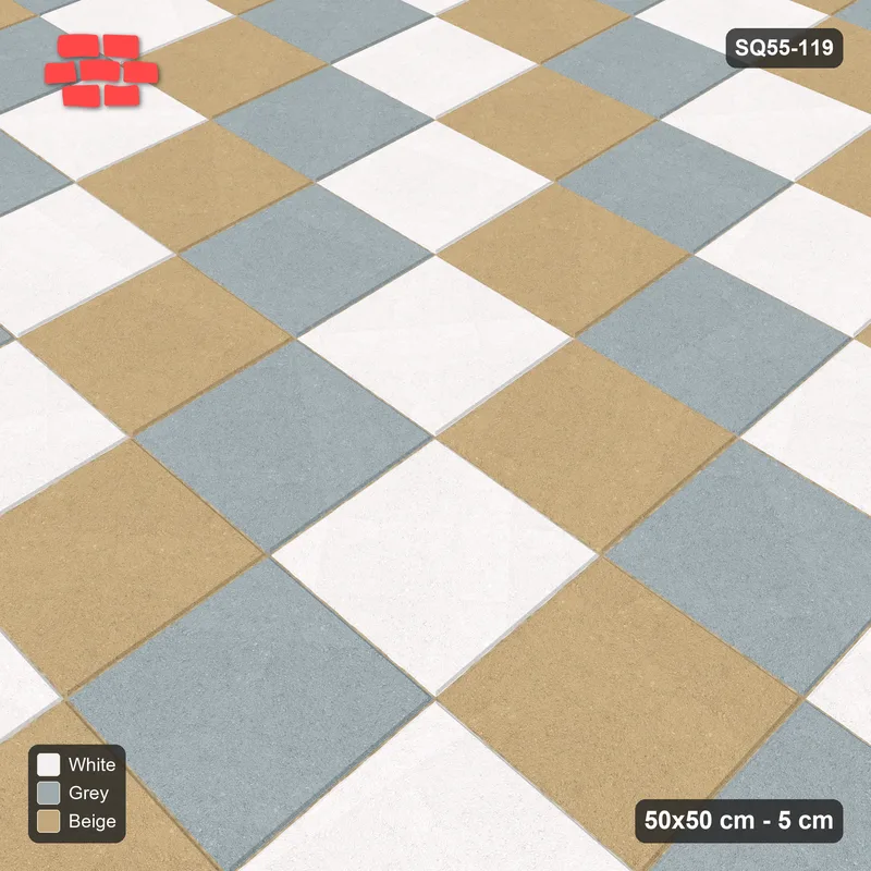 Interlock (Pasco) 50x50 cm · SQ55-119 · Stack Bond - Diagonal Tri-stripes - Kerb Frame · Side view Interlock (Pasco) 50x50 cm · SQ55-119 · Stack Bond - Diagonal Tri-stripes - Kerb Frame · Side view