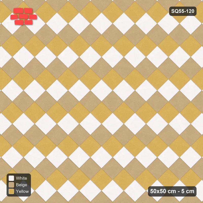 Interlock (Pasco) 50x50 cm · SQ55-120 · 45 Degree Stack - Tri-tone Diagonal Chess · Top view Interlock (Pasco) 50x50 cm · SQ55-120 · 45 Degree Stack - Tri-tone Diagonal Chess · Top view