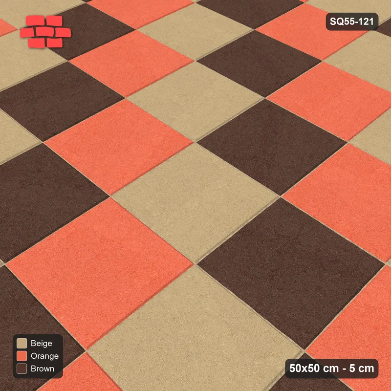 Interlock (Pasco) 50x50 cm · SQ55-121 · Stack Bond - Tri-tone Diagonal Chess · Side view Interlock (Pasco) 50x50 cm · SQ55-121 · Stack Bond - Tri-tone Diagonal Chess · Side view