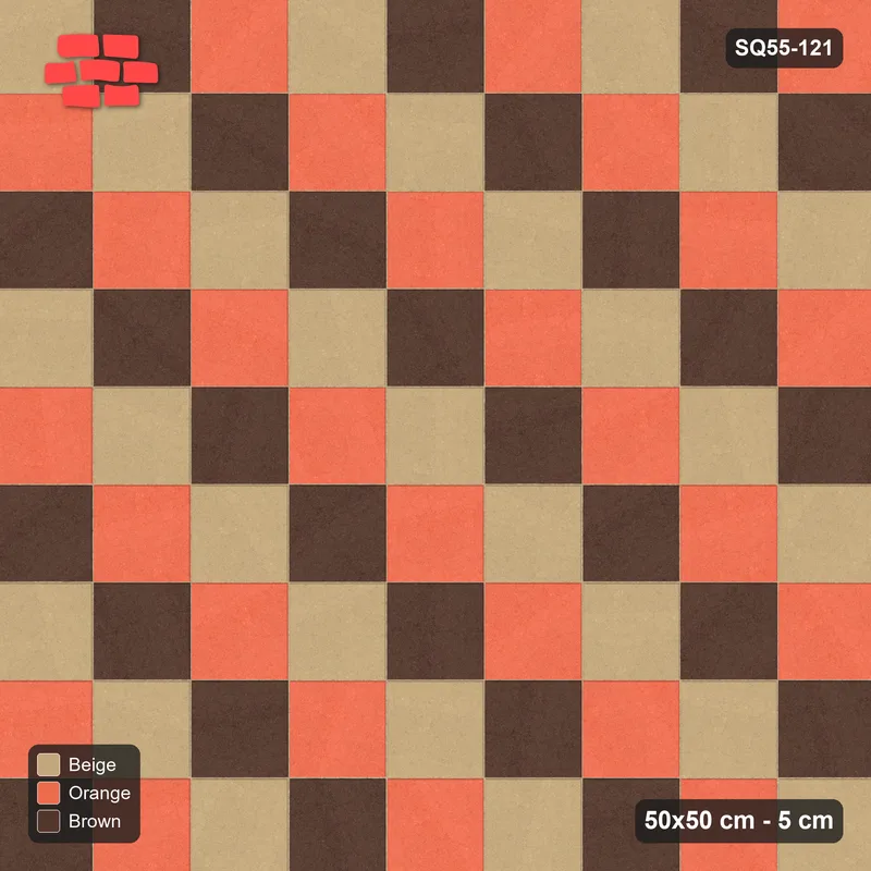 Interlock (Pasco) 50x50 cm · SQ55-121 · Stack Bond - Tri-tone Diagonal Chess · Top view Interlock (Pasco) 50x50 cm · SQ55-121 · Stack Bond - Tri-tone Diagonal Chess · Top view