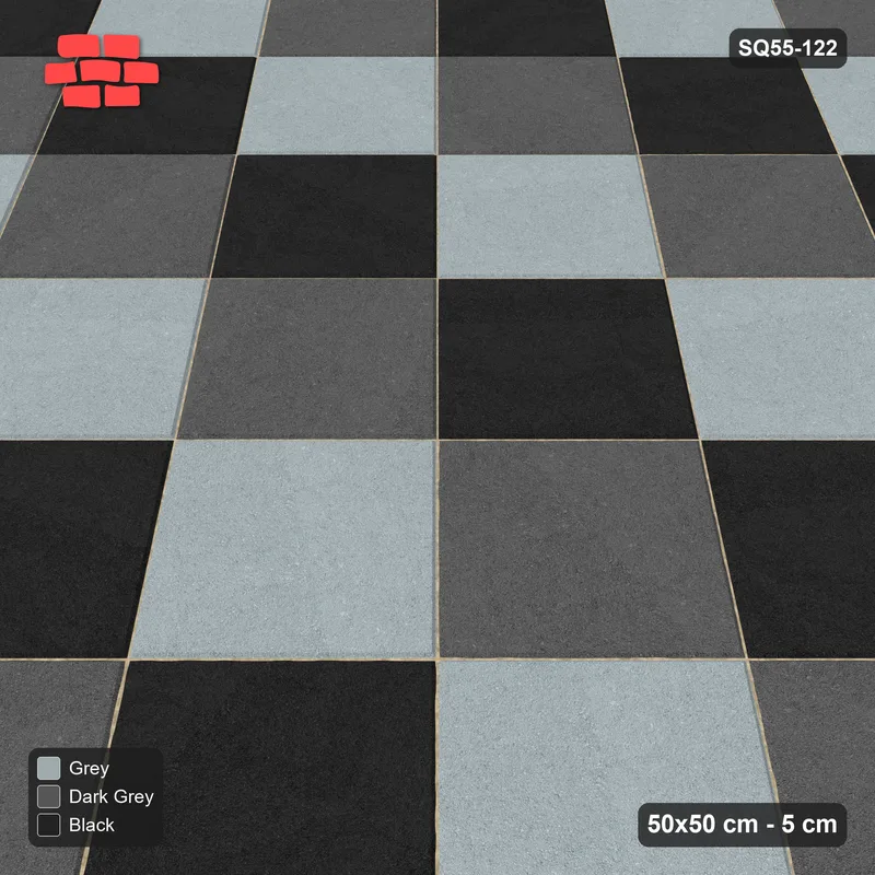 Interlock (Pasco) 50x50 cm · SQ55-122 · 45 Degree Stack - Diagonal Tri-stripes - Kerb Frame · Side view Interlock (Pasco) 50x50 cm · SQ55-122 · 45 Degree Stack - Diagonal Tri-stripes - Kerb Frame · Side view