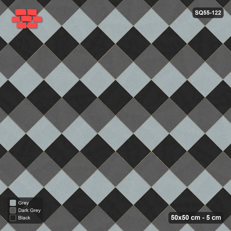 Interlock (Pasco) 50x50 cm · SQ55-122 · 45 Degree Stack - Diagonal Tri-stripes - Kerb Frame · Top view Interlock (Pasco) 50x50 cm · SQ55-122 · 45 Degree Stack - Diagonal Tri-stripes - Kerb Frame · Top view