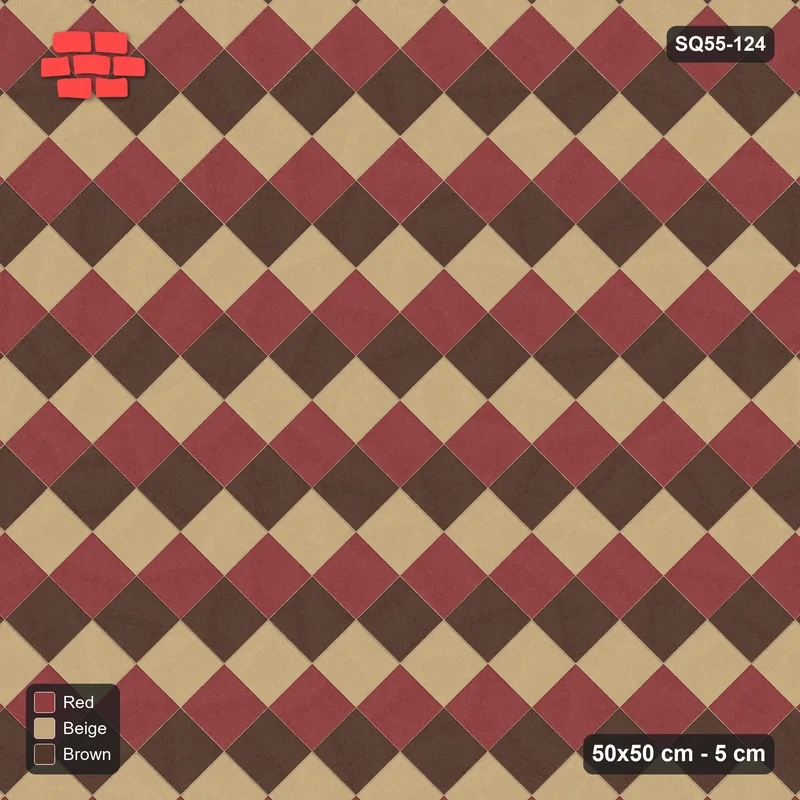 Interlock (Pasco) 50x50 cm · SQ55-124 · 45 Degree Stack - Tri-tone Diagonal Chess · Top view Interlock (Pasco) 50x50 cm · SQ55-124 · 45 Degree Stack - Tri-tone Diagonal Chess · Top view