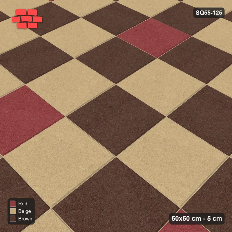 Interlock (Pasco) 50x50 cm · SQ55-125 · Stack Bond - Chess Board with Accent Studs · Side view Interlock (Pasco) 50x50 cm · SQ55-125 · Stack Bond - Chess Board with Accent Studs · Side view