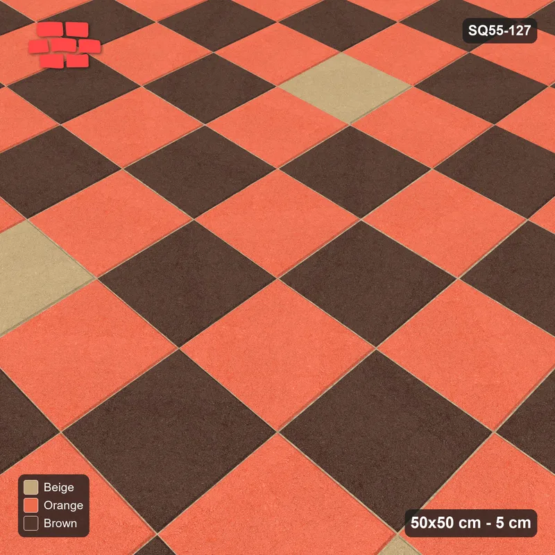 Interlock (Pasco) 50x50 cm · SQ55-127 · Stack Bond - Chess Board with Accent Studs · Side view Interlock (Pasco) 50x50 cm · SQ55-127 · Stack Bond - Chess Board with Accent Studs · Side view