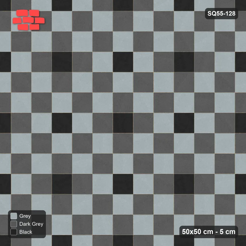 Interlock (Pasco) 50x50 cm · SQ55-128 · Stack Bond - Chess Board with Accent Studs - Kerb Frame · Top view Interlock (Pasco) 50x50 cm · SQ55-128 · Stack Bond - Chess Board with Accent Studs - Kerb Frame · Top view