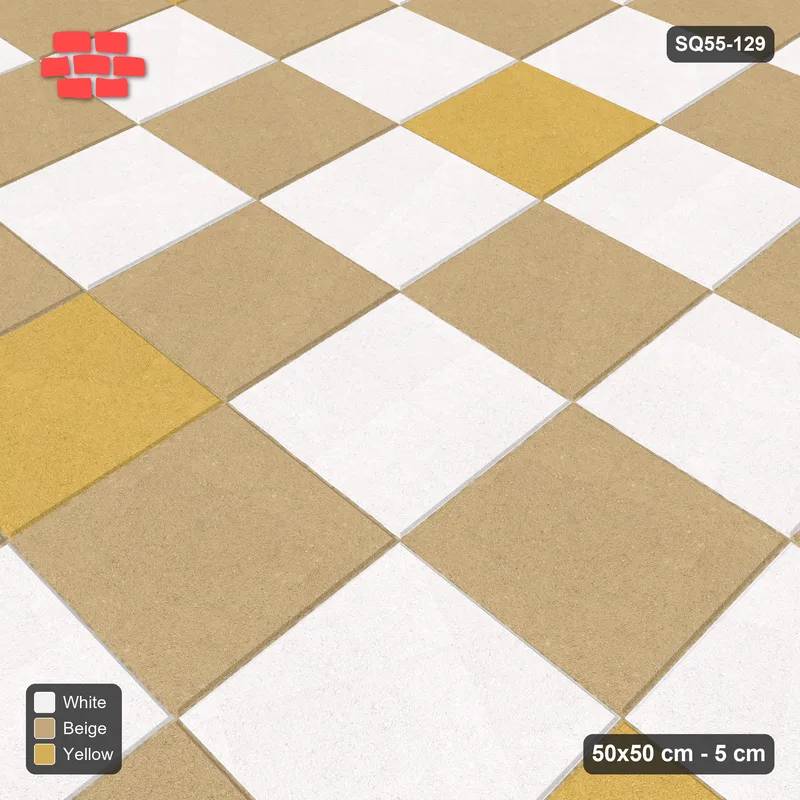 Interlock (Pasco) 50x50 cm · SQ55-129 · Stack Bond - Chess Board with Accent Studs · Side view Interlock (Pasco) 50x50 cm · SQ55-129 · Stack Bond - Chess Board with Accent Studs · Side view