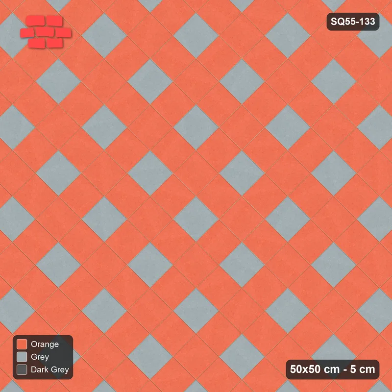 Interlock (Pasco) 50x50 cm · SQ55-133 · 45 Degree Stack - Sparse Accent Studs - Kerb Frame · Top view Interlock (Pasco) 50x50 cm · SQ55-133 · 45 Degree Stack - Sparse Accent Studs - Kerb Frame · Top view