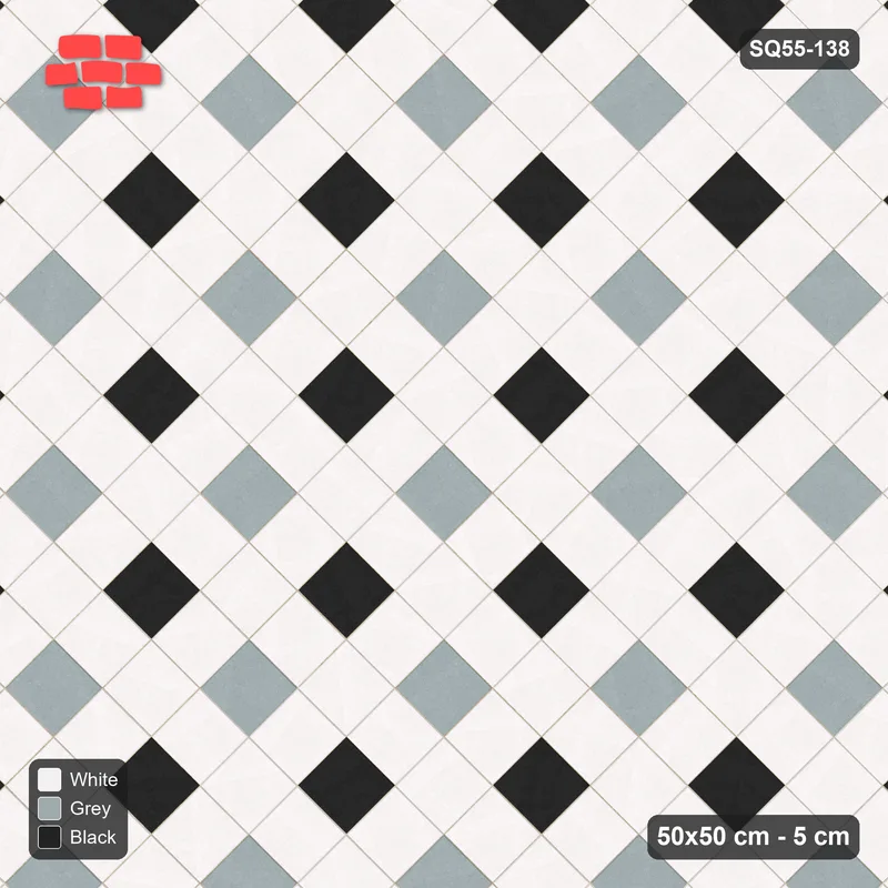 Interlock (Pasco) 50x50 cm · SQ55-138 · 45 Degree Stack - Sparse Accent Studs · Top view Interlock (Pasco) 50x50 cm · SQ55-138 · 45 Degree Stack - Sparse Accent Studs · Top view