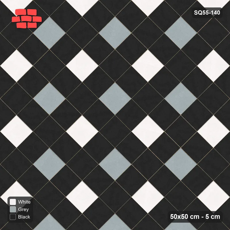Interlock (Pasco) 50x50 cm · SQ55-140 · 45 Degree Stack - Sparse Accent Studs · Top view Interlock (Pasco) 50x50 cm · SQ55-140 · 45 Degree Stack - Sparse Accent Studs · Top view