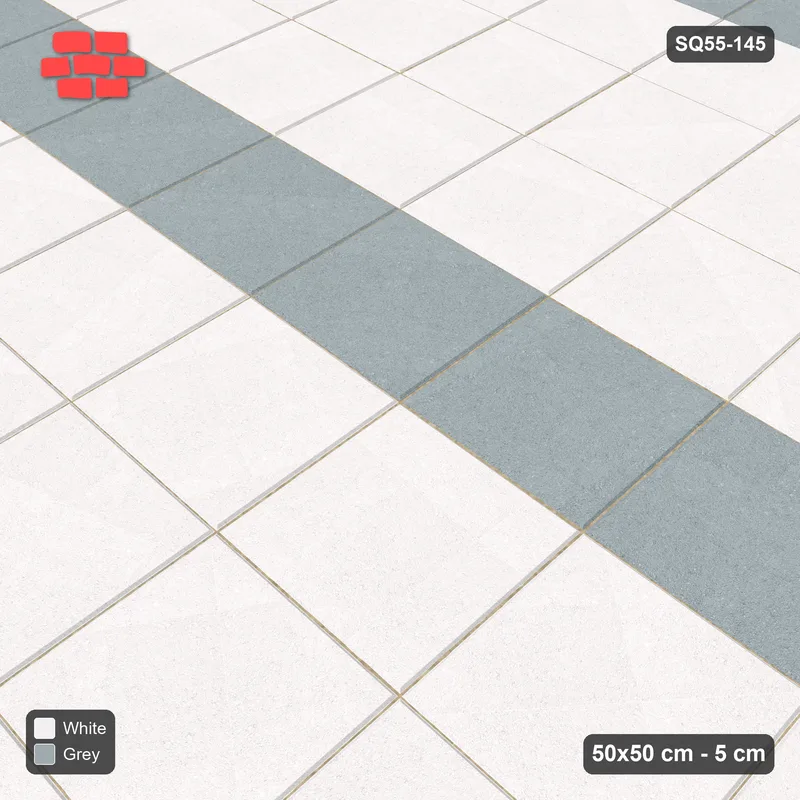 Interlock (Pasco) 50x50 cm · SQ55-145 · Stack Bond - Column Stripes - Kerb Frame · Side view Interlock (Pasco) 50x50 cm · SQ55-145 · Stack Bond - Column Stripes - Kerb Frame · Side view