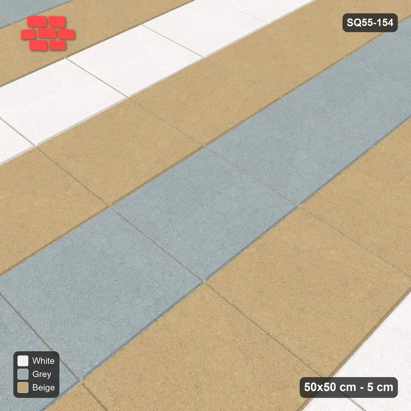 Interlock (Pasco) 50x50 cm · SQ55-154 · Stack Bond - Two-colour Course Stripes - Kerb Frame · Side view Interlock (Pasco) 50x50 cm · SQ55-154 · Stack Bond - Two-colour Course Stripes - Kerb Frame · Side view