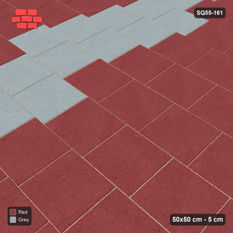 Interlock (Pasco) 50x50 cm · SQ55-161 · Running Bond 1/4 - Feature Band - Kerb Frame · Side view Interlock (Pasco) 50x50 cm · SQ55-161 · Running Bond 1/4 - Feature Band - Kerb Frame · Side view
