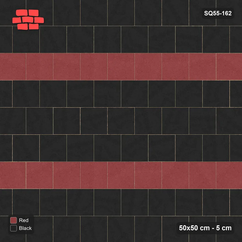 Interlock (Pasco) 50x50 cm · SQ55-162 · Running Bond 1/2 - Course Stripes · Top view Interlock (Pasco) 50x50 cm · SQ55-162 · Running Bond 1/2 - Course Stripes · Top view