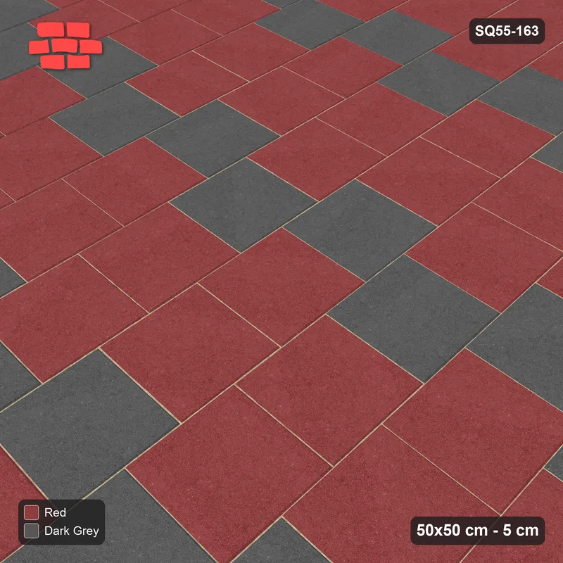 Interlock (Pasco) 50x50 cm · SQ55-163 · Vertical Running Bond 1/2 - Course Stripes · Side view Interlock (Pasco) 50x50 cm · SQ55-163 · Vertical Running Bond 1/2 - Course Stripes · Side view