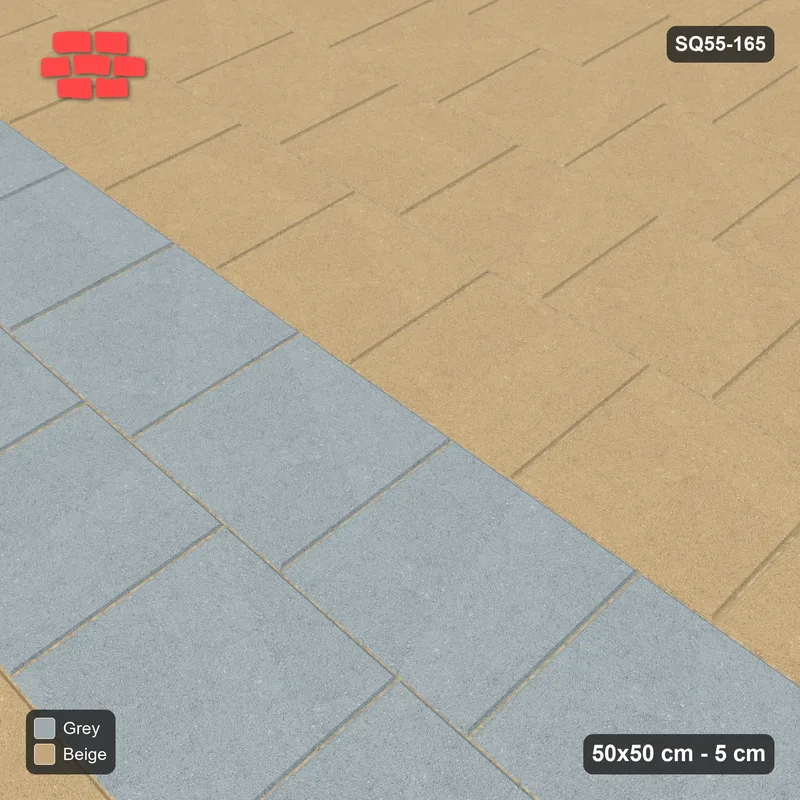 Interlock (Pasco) 50x50 cm · SQ55-165 · Running Bond 1/3 - Feature Band · Side view Interlock (Pasco) 50x50 cm · SQ55-165 · Running Bond 1/3 - Feature Band · Side view