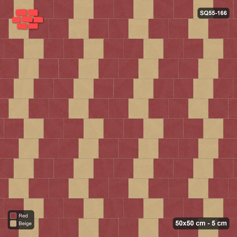 Interlock (Pasco) 50x50 cm · SQ55-166 · Running Bond 1/4 - Course Stripes · Top view Interlock (Pasco) 50x50 cm · SQ55-166 · Running Bond 1/4 - Course Stripes · Top view