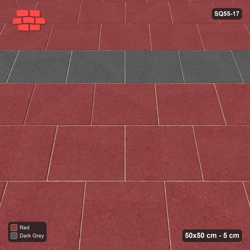 Interlock (Pasco) 50x50 cm · SQ55-17 · 45 Degree Running Bond - Course stripes - Kerb Frame · Side view Interlock (Pasco) 50x50 cm · SQ55-17 · 45 Degree Running Bond - Course stripes - Kerb Frame · Side view