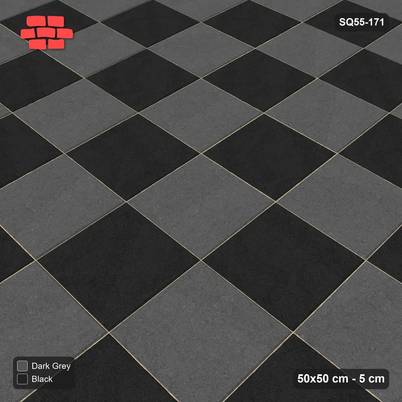 Interlock (Pasco) 50x50 cm · SQ55-171 · Stack Bond - Concentric Squares - Kerb Frame · Side view Interlock (Pasco) 50x50 cm · SQ55-171 · Stack Bond - Concentric Squares - Kerb Frame · Side view